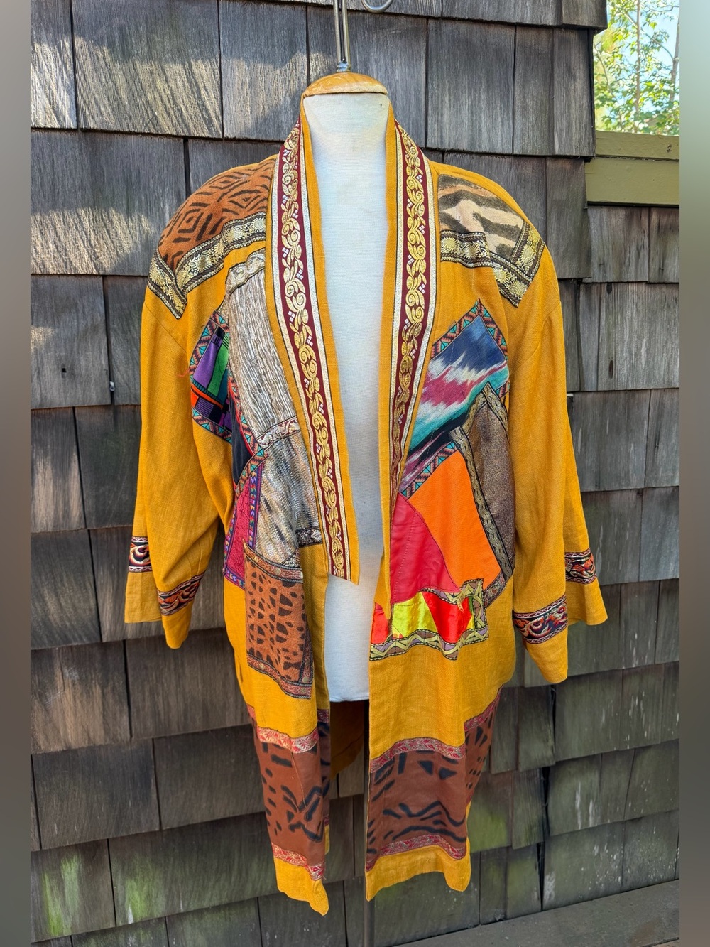Vintage boho funky amber cardigan jacket patchwork multicolor OS by FixSun